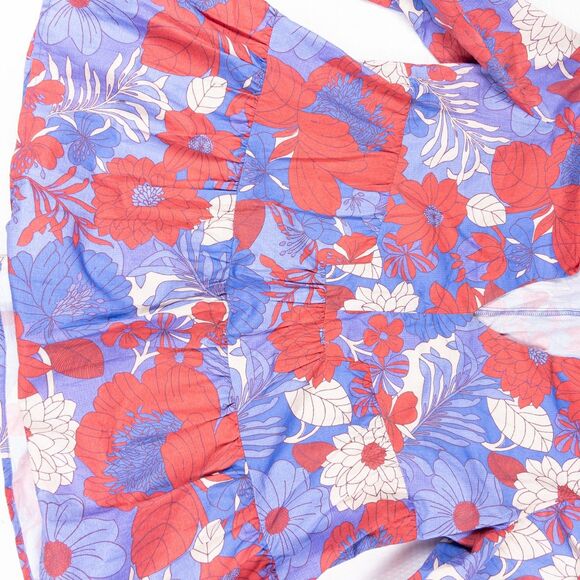 Tuckernuck Bristol Top Blue Rhapsody Floral V Neck Long Sleeve‎ Blouse M - Picture 4 of 7